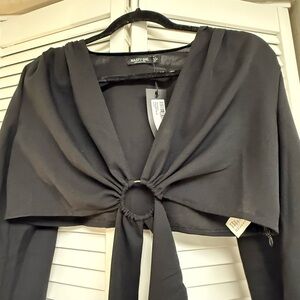 Nasty Gal Charcoal Ring Accent Crop Top